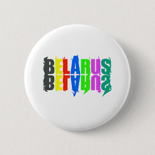 Blij Belarus Kleurrijke Letters Ronde Button 5,7 Cm