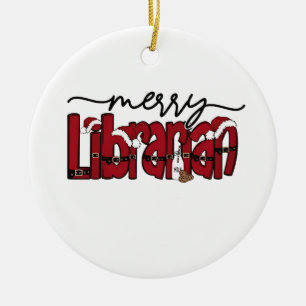 Blij bibliothecaris Kerstmis Boekliefhebber Biblio Keramisch Ornament