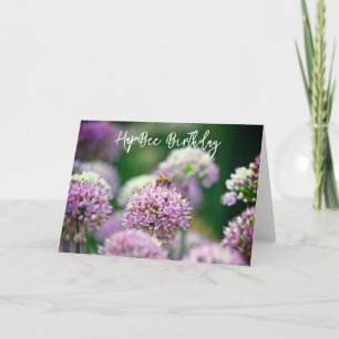 Blij bij Paarse Allium Flower Birthday Kaart