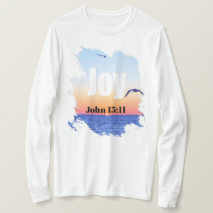Blij Bijbeltekst Gloeiende Zonsondergang Boven Wat T-shirt