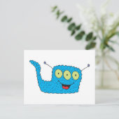 blij blauw monster briefkaart (Staand voorkant)