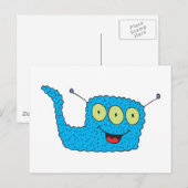 blij blauw monster briefkaart (Voorkant / Achterkant)