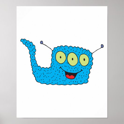 blij blauw monster poster (Voorkant)