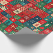 Blij Blauwe Rode Patchwork Kerstcadeau Verpakking Cadeaupapier (Hoek)