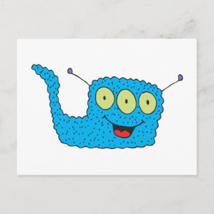 blij blauwe sullige monster briefkaart