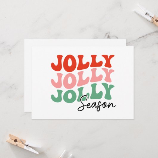 Blij Blij Blij Seizoen  Retro Vakantie Typografie Kaart (Voorkant / Achterkant in situ)