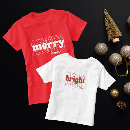 Blij Blij Mama Retro Witte Kerst Typografie T-shirt