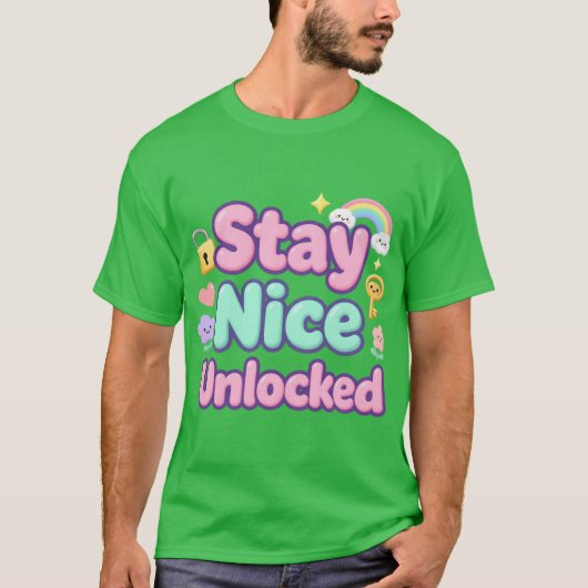 Blij Blij Ontgrendeld Mooie Typografie T-shirt (Voorkant)