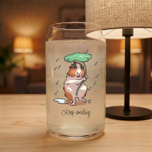 Blij Blijven Gelukkig Cavia Genietend Van De Regen Blikvorm Glas