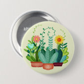 Blij Bloeiende Bloemen Ronde Button 7,6 Cm (Voorkant /achterkant)