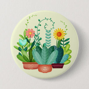 Blij Bloeiende Bloemen Ronde Button 7,6 Cm