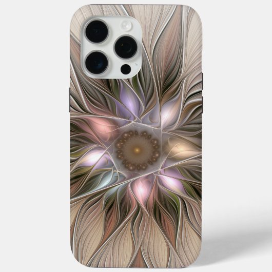 Blij Bloem Abstract Beige Bruin Bloem Fractal Case-Mate iPhone Case (Achterkant)