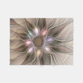 Blij Bloem Abstract Beige Bruin Bloem Fractal Fleece Deken (Voorkant (Horizontaal))