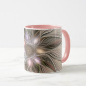 Blij Bloem Abstract Beige Bruin Bloemmotief Fracta Mok (Voorkant rechts)