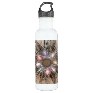 Blij Bloem Abstract Beige Bruin Bloemmotief Fracta Waterfles