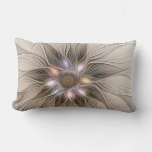 Blij Bloem Abstract Beige Bruine Bloem Fractal Kussen
