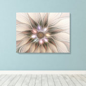 Blij Bloem Abstract Beige Bruine Bloemige Fractal Canvas Afdruk (Insitu (Houten vloer))