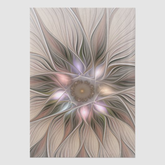 Blij Bloem Abstract Beige Bruine Bloemrijke Fracta Tissuepapier (Voorkant)