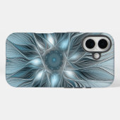 Blij Bloem Abstract Blauw Grijs Bloemig Fractal Case-Mate iPhone Case (Achterkant (horizontaal))