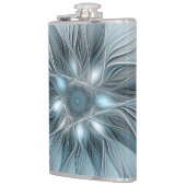 Blij Bloem Abstract Blauw Grijs Bloemig Fractal Heupfles (Links)