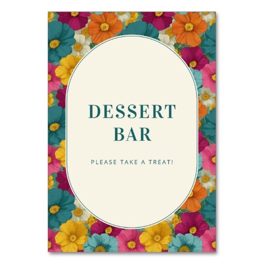 Blij Bloemig Dessertbar Bord Kaart (Voorkant)