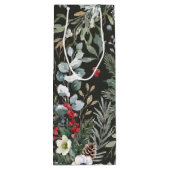 Blij botanisch kerstfeest gepersonaliseerd wijn cadeautas (Achterkant)