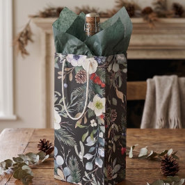 Blij botanisch kerstfeest gepersonaliseerd wijn cadeautas