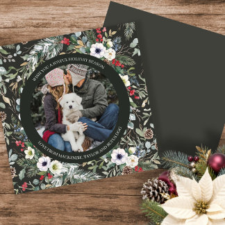 Blij botanisch kerstfeest gepersonaliseerde foto feestdagenkaart