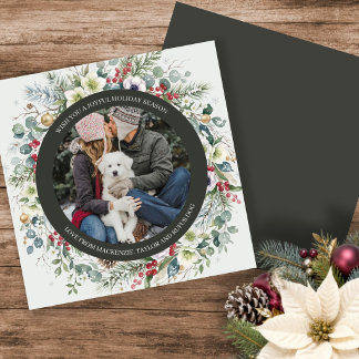Blij botanisch kerstfeest gepersonaliseerde foto feestdagenkaart