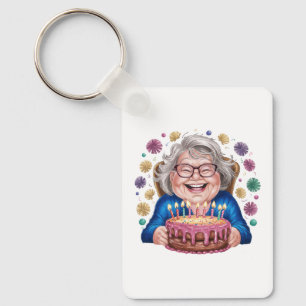 Blij Bril Oma Verjaardag Grafisch Sleutelhanger