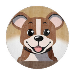 Blij Bruin Puppie Hond Lachend Stralend Snijplank