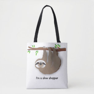 Blij bruine sloth met korte nagels "Ik ben een lan Tote Bag