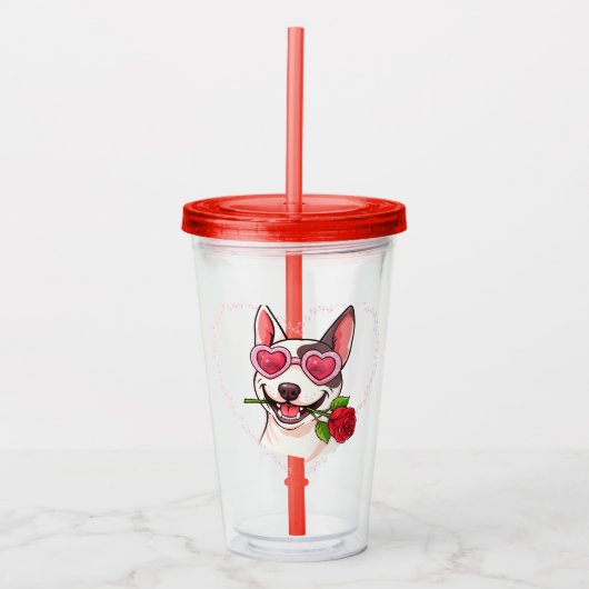 Blij bull terrier acryl drinkbeker (Voorkant)