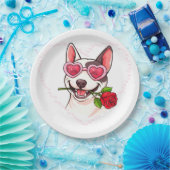 Blij bull terrier papieren bordje (Feest)
