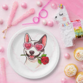 Blij bull terrier papieren bordje (Feest)