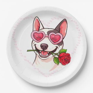 Blij bull terrier papieren bordje