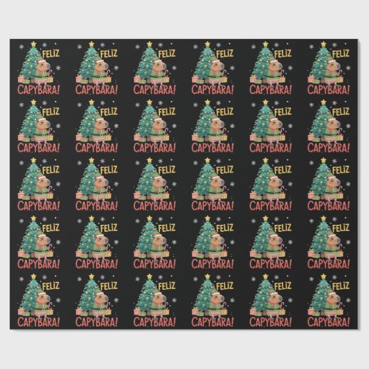 Blij Capybara Elf Kerstmis Kerstboom Cadeaupapier (Vlak)