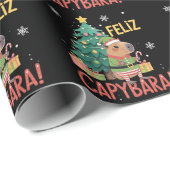 Blij Capybara Elf Kerstmis Kerstboom Cadeaupapier (Rol Hoek)
