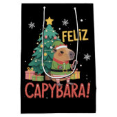 Blij Capybara Elf Kerstmis Kerstboom  Medium Cadeauzakje (Achterkant)