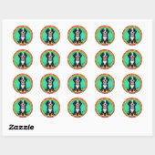 Blij Cartoon Hond Ronde Sticker (Vel)