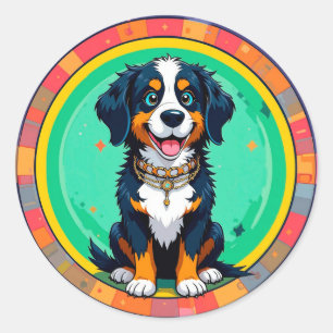 Blij Cartoon Hond Ronde Sticker