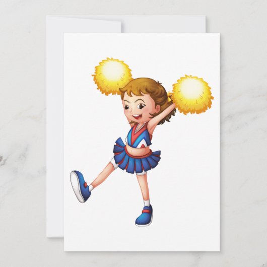 Blij Cheerleader Meisje Gouden Pom Poms Kaart (Voorkant)
