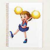 Blij Cheerleader Meisje Gouden Pom Poms Planner (Voorkant)
