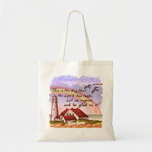 Blij Christelijke vuurtoren canvas tas (Voorkant)