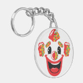 Blij Clown met Kleurrijk Haar Sleutelhanger (Voorkant Links)