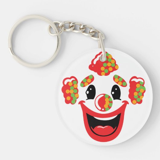 Blij Clown met Kleurrijk Haar Sleutelhanger (Voorkant)