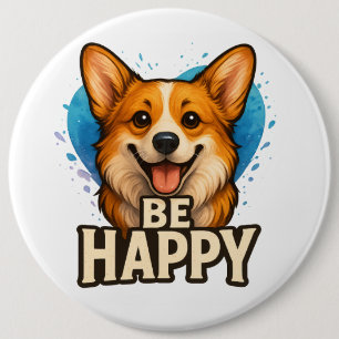 Blij Corgi Schattig Hond Liefhebber Ontwerp voor P Ronde Button 6,0 Cm