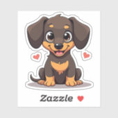 Blij Dachshund Puppy – Chibi Kunst Sticker (Vel)