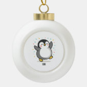 blij dansende Pinguïn Aangepaste Kinderen Illustra Keramische Bal Ornament (Voorkant)