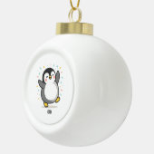 blij dansende Pinguïn Aangepaste Kinderen Illustra Keramische Bal Ornament (Rechts)